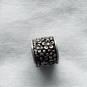 Sterling Silver Floral Spacer Charm | European Bracelet Bead | Boho Cottagecore